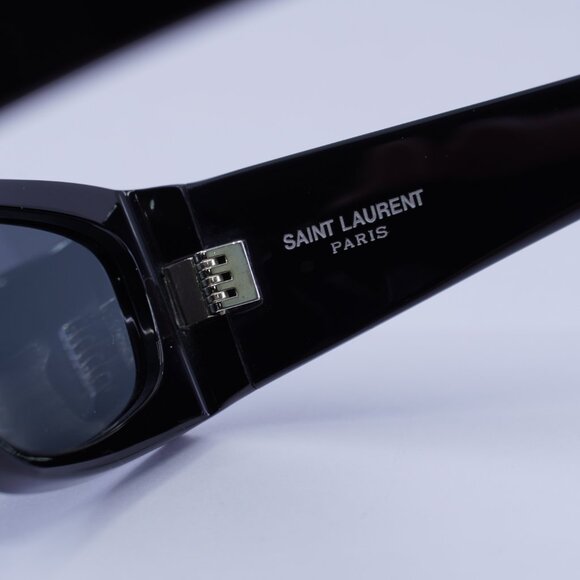 Saint Laurent SLM140 001 Sunglasses Black Rectangle Frame, Black Lenses - Picture 8 of 12